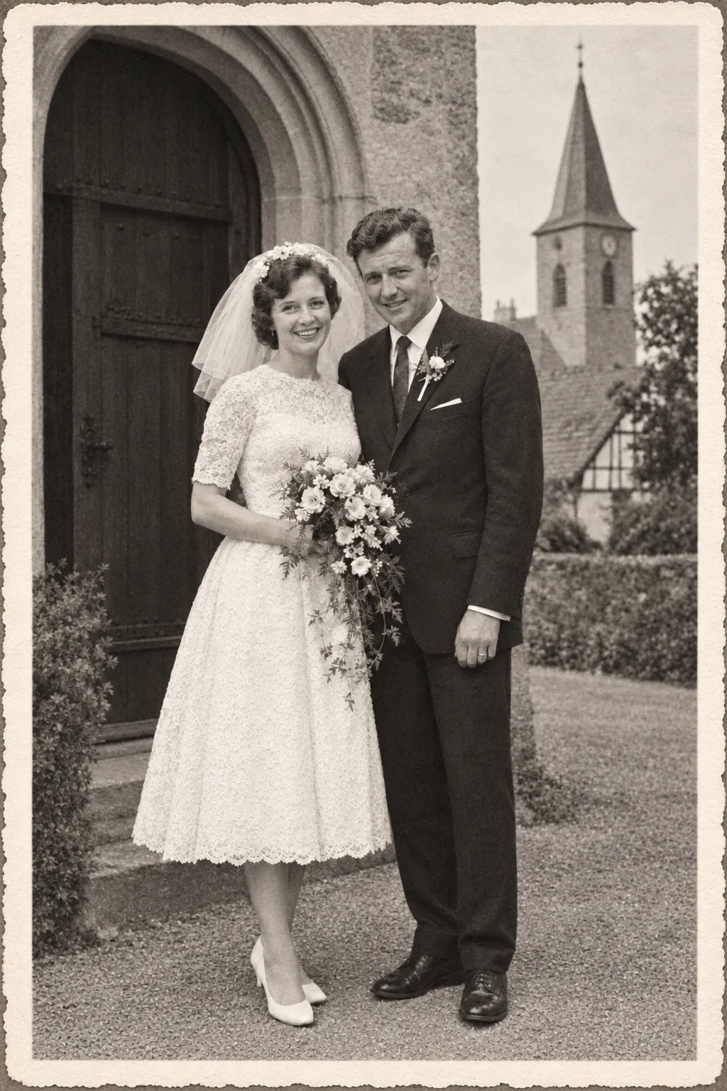 Hochzeitsfoto 1961, geflickt